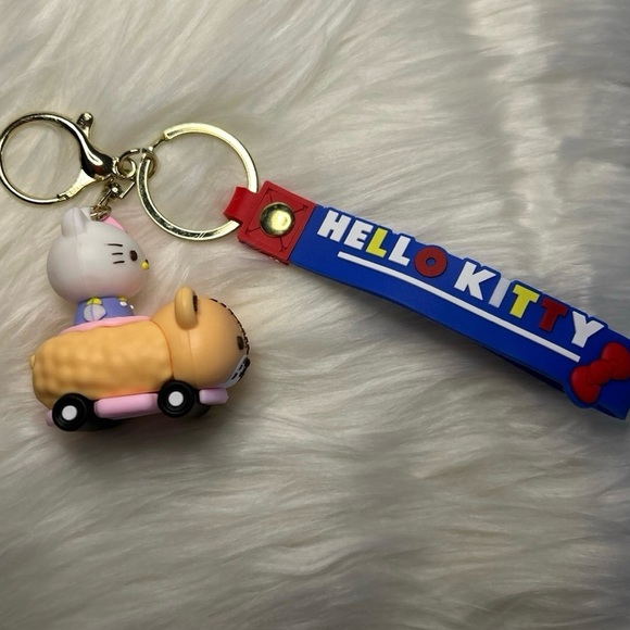 New Hello Kitty Keychain/Wristlet Riding in Teddy Bear Car - Picture 2 of 3